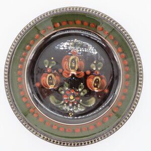 Kohler Biel Handarbeit Swiss Pottery Hand Painted Pie Dish Glaze Vintage